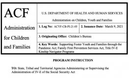 ACYF-CB-PI-21-05- Kinship Navigator Funding in Consolidated Appropriations Act