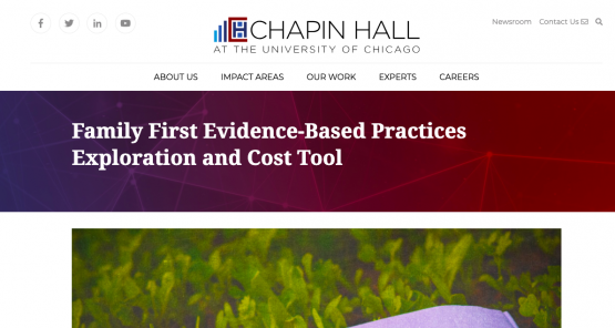 image shows text that reads: Family First Evidence-Based Practices Exploration and Cost Tool 