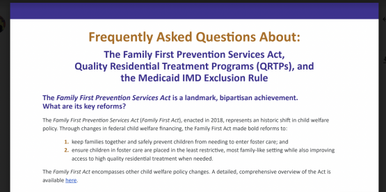Image shows title "What does the Medicaid IMD exclusion rule mean for children in QRTP"